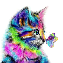 Load image into Gallery viewer, Colorful Cat and Butterfly - Full Drill Diamond Painting