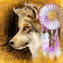 Load image into Gallery viewer, Wolf and Dream Catcher - Full Drill Diamond Painting
