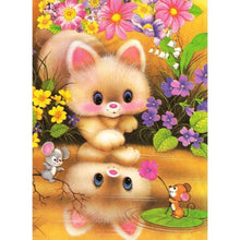 Load image into Gallery viewer, Cat and Flower - Full Drill Diamond Painting