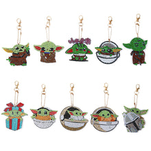 Load image into Gallery viewer, 5Pcs Yoda Double Sided Diamond Painting Keychain