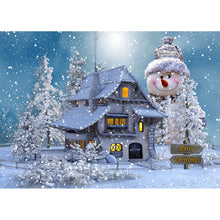 Load image into Gallery viewer, Giant Snowman Next House-Full Drill Diamond Painting