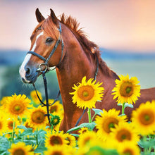 Load image into Gallery viewer, Horse And Sunflower-Full Drill Diamond Painting