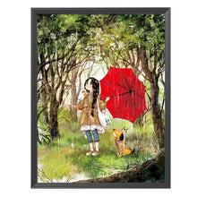 Load image into Gallery viewer, Red Umbrella Girl-11CT Stamped 3 Strands Cross Stitch-53x72cm