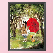 Load image into Gallery viewer, Red Umbrella Girl-11CT Stamped 3 Strands Cross Stitch-53x72cm