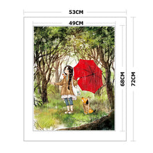 Load image into Gallery viewer, Red Umbrella Girl-11CT Stamped 3 Strands Cross Stitch-53x72cm