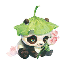 Load image into Gallery viewer, Lotus Leaf Panda-11CT Stamped 3 Strands Cross Stitch-50x50cm