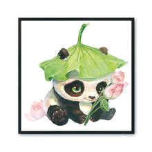 Load image into Gallery viewer, Lotus Leaf Panda-11CT Stamped 3 Strands Cross Stitch-50x50cm