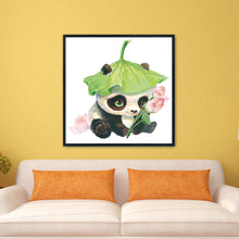Load image into Gallery viewer, Lotus Leaf Panda-11CT Stamped 3 Strands Cross Stitch-50x50cm