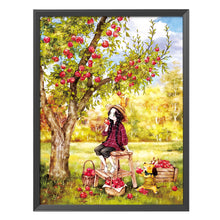 Load image into Gallery viewer, Apple Girl-11CT Stamped 3 Strands Cross Stitch-53x72cm