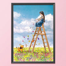 Load image into Gallery viewer, Flower Ladder Girl-11CT Stamped 3 Strands Cross Stitch-53x72cm