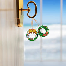 Load image into Gallery viewer, 5Pcs Christmas Wreath Double Sided Diamond Painting Keychain