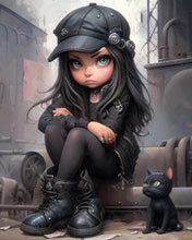 Load image into Gallery viewer, Cool Girl-Full Round Diamond Painting-30x40cm