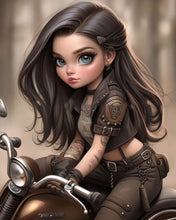 Load image into Gallery viewer, Black Motor Girl-Full Round/Square Diamond Painting-30x40cm/40x50cm/50x70cm