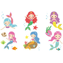 Load image into Gallery viewer, 6pcs-Mermaid-Diamond Painting Free Stickers