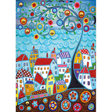 Load image into Gallery viewer, Colorful House Tree-Partial Special Luminous Diamond Painting-30x40cm