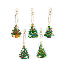 Load image into Gallery viewer, 5Pcs Christmas Wreath Double Sided Diamond Painting Keychain