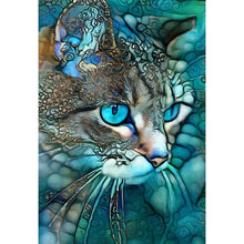 Load image into Gallery viewer, Blue Cat-Full Drill Diamond Painting