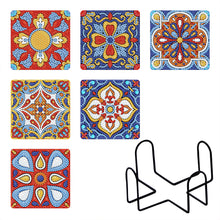 Load image into Gallery viewer, 6pcs/set +1 storage rack-Mandala-Wooden Diamond Coaster
