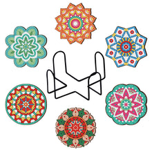 Load image into Gallery viewer, 8pcs/set +1 storage rack-Mandala-Wooden Diamond Coaster