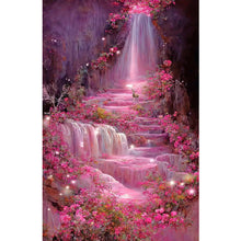 Load image into Gallery viewer, Pink Flower Waterfall-Full Drill Diamond Painting-40x70cm