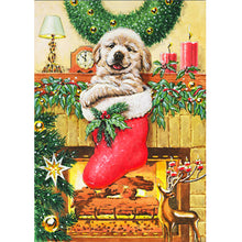 Load image into Gallery viewer, Christmas Dog-Full Drill Diamond Painting