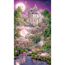 Load image into Gallery viewer, Pink Rose Castle Under The Moon-Full Drill Diamond Painting-40x70CM