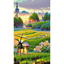 Load image into Gallery viewer, Big Windmill Green Field Scenery-Full Drill Diamond Painting-40x70CM
