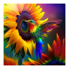 Load image into Gallery viewer, Sunflowers Hummingbird-Full Round Diamond Painting-30x30cm