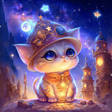 Load image into Gallery viewer, Magic Cat-Full Round Diamond Painting-30x30cm