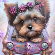 Load image into Gallery viewer, Flower Dog-Full Round Diamond Painting-30x30cm