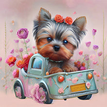 Load image into Gallery viewer, Flower Dog-Full Round Diamond Painting-30x30cm