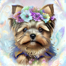 Load image into Gallery viewer, Flower Dog-Full Round Diamond Painting-30x30cm