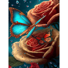 Load image into Gallery viewer, Butterfly Rose-Full Round Diamond Painting-30x40cm