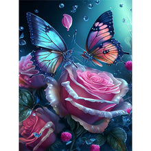 Load image into Gallery viewer, Butterfly Rose-Full Round Diamond Painting-30x40cm