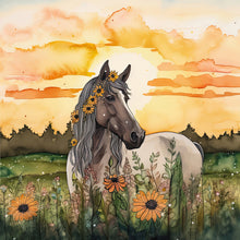 Load image into Gallery viewer, Field Horse-Full Round Diamond Painting-30x30cm