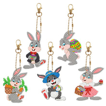Load image into Gallery viewer, 5pcs Easter Rabbit Double-Sided Drill Keychains