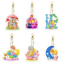 Load image into Gallery viewer, 5/6pcs Sets-Cartoon Animal-Double Side Drill-Diamond Keychain