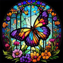 Load image into Gallery viewer, Stained Glass Butterfly-Full Round Diamond Painting-30x30cm