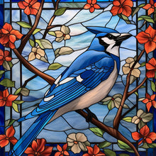 Load image into Gallery viewer, Stained Glass Blue Tit-Full Round Diamond Painting-30x30cm