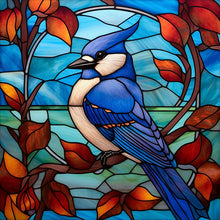 Load image into Gallery viewer, Stained Glass Blue Tit-Full Round Diamond Painting-30x30cm