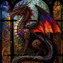 Load image into Gallery viewer, Stained Glass Dragon-Full Round Diamond Painting-30x30cm