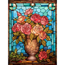Load image into Gallery viewer, Stained Glass Rose-Full Round Diamond Painting-30x40cm