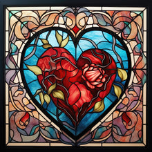 Load image into Gallery viewer, Stained Glass Heart-Full Round Diamond Painting-30x30cm
