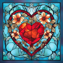 Load image into Gallery viewer, Stained Glass Heart-Full Round Diamond Painting-30x30cm