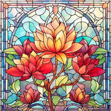Load image into Gallery viewer, Stained Glass Flower-Full Round Diamond Painting-30x30cm