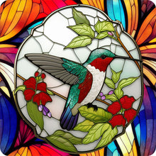 Load image into Gallery viewer, Stained Glass Hummingbird-Full Round Diamond Painting-30x30cm