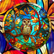 Load image into Gallery viewer, Stained Glass Owl-Full Round Diamond Painting-30x30cm