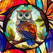Load image into Gallery viewer, Stained Glass Owl-Full Round Diamond Painting-30x30cm