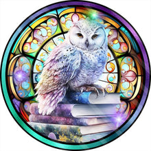 Load image into Gallery viewer, Stained Glass Owl-Full Round Diamond Painting-30x30cm