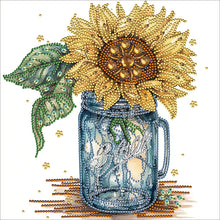 Load image into Gallery viewer, Sunflower Glass Bottle-Partial Special Diamond Painting-30x30cm